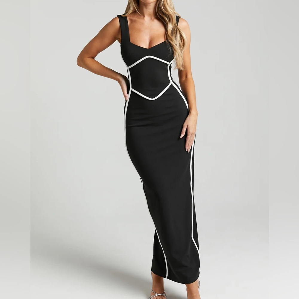 Saints & Secrets Black & White Contrast Maxi Dress